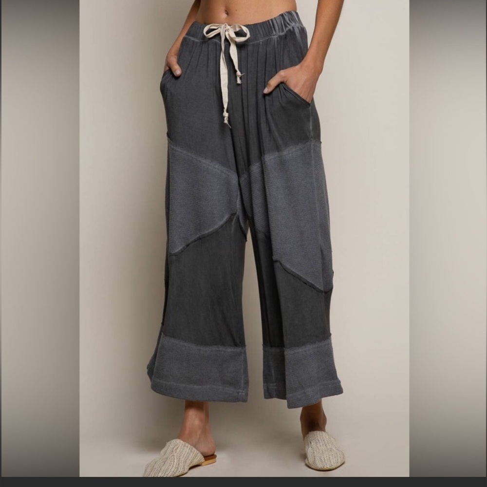 POL - AQUA GREEN Wide Leg Lounge Pants Lightweight Loose Knit Pants - Picture 9 of 12